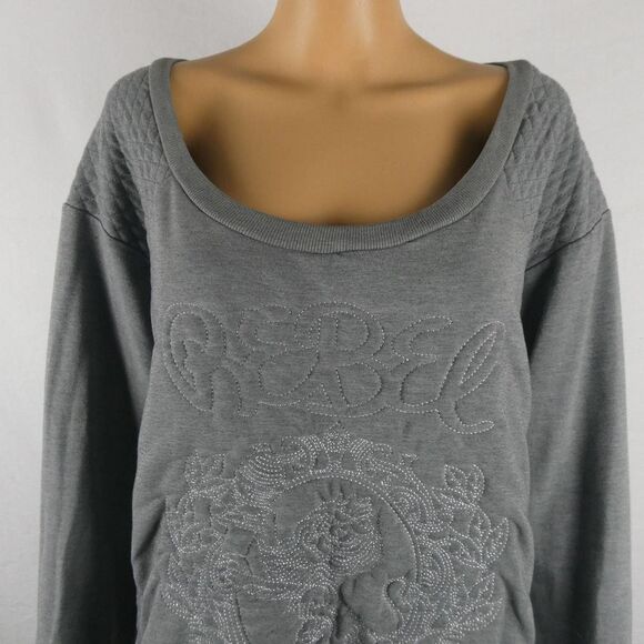 Torrid x Rebel Wilson Grey Pullover Scoop Neck Quilted Embroidered Sweater 2XL - Picture 5 of 12